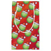 Tennis Ball in Santa Hat Pattern op Red Klein Cadeauzakje (Voorkant)