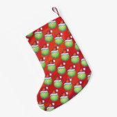 Tennis Ball in Santa Hat Pattern op Red Kleine Kerstsok (Achterkant (Hangend))