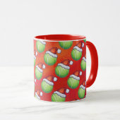 Tennis Ball in Santa Hat Pattern op Red Mok (Voorkant rechts)