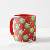 Tennis Ball in Santa Hat Pattern op Red Mok (Voorkant links)