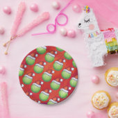 Tennis Ball in Santa Hat Pattern op Red Papieren Bordje (Feest)