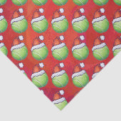 Tennis Ball in Santa Hat Pattern op Red Tissuepapier (Detail)