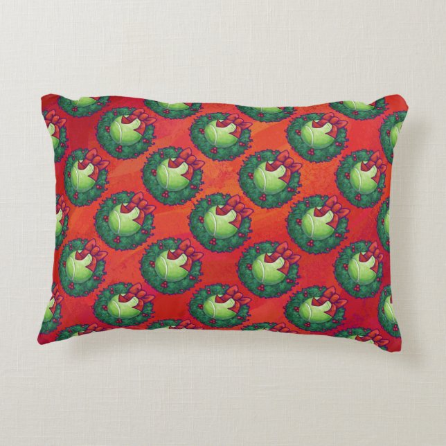 Tennis Ball in Wreath in Red Accent Kussen (Achterkant)
