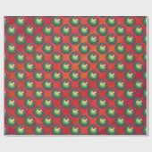 Tennis Ball in Wreath in Red Cadeaupapier (Vlak)