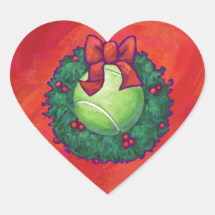 Tennis Ball in Wreath in Red Hart Sticker