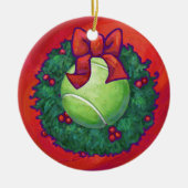 Tennis Ball in Wreath in Red Keramisch Ornament (Voorkant)