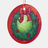 Tennis Ball in Wreath in Red Keramisch Ornament (Links)
