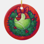 Tennis Ball in Wreath in Red Keramisch Ornament (Achterkant)