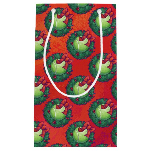 Tennis Ball in Wreath in Red Klein Cadeauzakje (Voorkant)