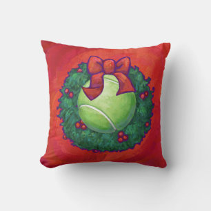 Tennis Ball in Wreath in Red Kussen
