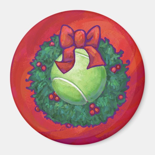 Tennis Ball in Wreath in Red Magneet (Voorkant)