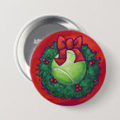Tennis Ball in Wreath in Red Ronde Button 7,6 Cm (Voorkant /achterkant)