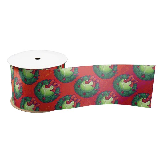 Tennis Ball in Wreath in Red Satijnen Lint (Spoel)