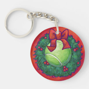 Tennis Ball in Wreath in Red Sleutelhanger