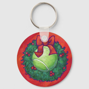 Tennis Ball in Wreath in Red Sleutelhanger