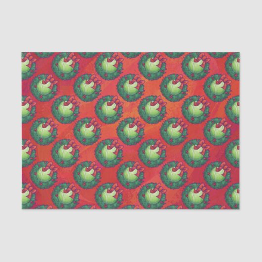 Tennis Ball in Wreath in Red Tissuepapier (Voorkant)