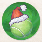 Tennis Ball-kerstgroen Ronde Kartonnen Onderzetter (Voorkant)