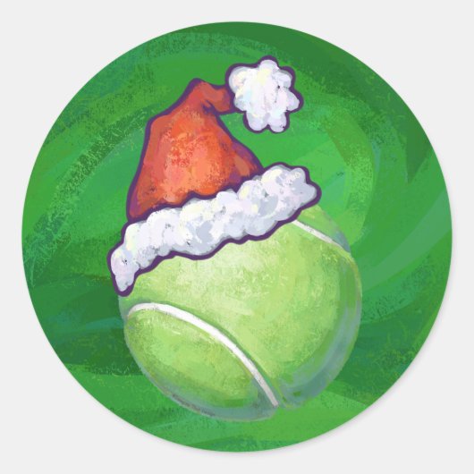 Tennis Ball-kerstgroen Ronde Sticker (Voorkant)