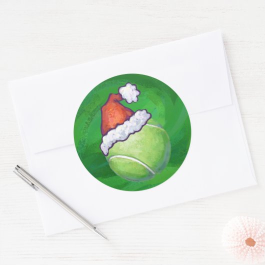 Tennis Ball-kerstgroen Ronde Sticker (Envelop)