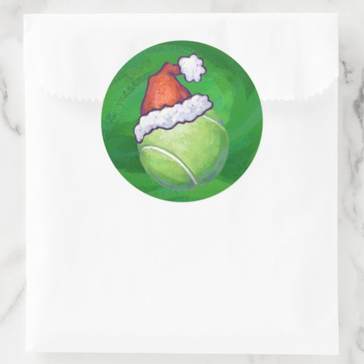 Tennis Ball-kerstgroen Ronde Sticker (Tas)
