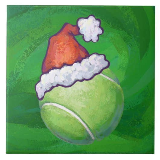 Tennis Ball-kerstgroen Tegeltje (Voorkant)