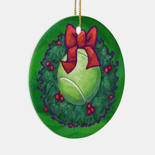 Tennis Ball Kerstmis met groen Keramisch Ornament (Rechts)