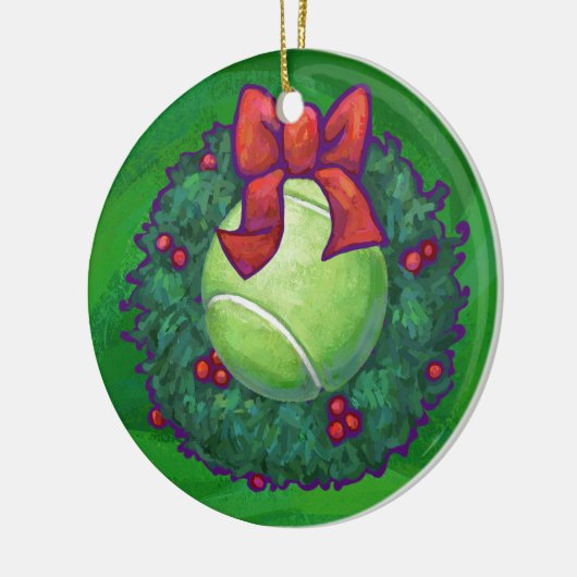 Tennis Ball Kerstmis met groen Keramisch Ornament (Links)