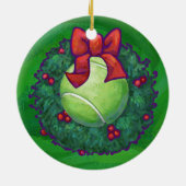 Tennis Ball Kerstmis met groen Keramisch Ornament (Achterkant)