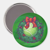 Tennis Ball Kerstmis met groen Magneet (Voorkant / Achterkant)