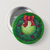 Tennis Ball Kerstmis met groen Ronde Button 7,6 Cm (Voorkant /achterkant)