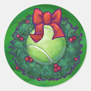 Tennis Ball Kerstmis met groen Ronde Sticker