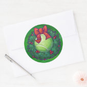 Tennis Ball Kerstmis met groen Ronde Sticker (Envelop)