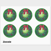 Tennis Ball Kerstmis met groen Ronde Sticker (Vel)
