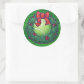 Tennis Ball Kerstmis met groen Ronde Sticker (Tas)
