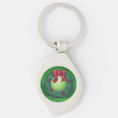Tennis Ball Kerstmis met groen Sleutelhanger (Voorkant)