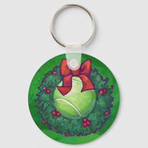 Tennis Ball Kerstmis met groen Sleutelhanger
