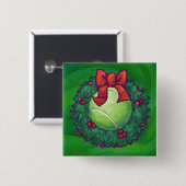 Tennis Ball Kerstmis met groen Vierkante Button 5,1 Cm (Voorkant /achterkant)