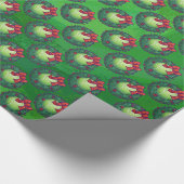 Tennis Ball Kerstmis - Patroon op groen Cadeaupapier (Hoek)
