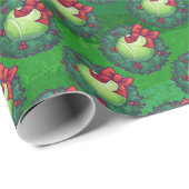 Tennis Ball Kerstmis - Patroon op groen Cadeaupapier (Rol Hoek)