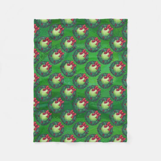 Tennis Ball Kerstmis - Patroon op groen Fleece Deken (Voorkant)