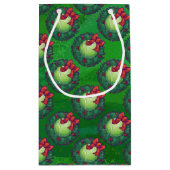 Tennis Ball Kerstmis - Patroon op groen Klein Cadeauzakje (Achterkant)