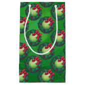 Tennis Ball Kerstmis - Patroon op groen Klein Cadeauzakje (Voorkant)