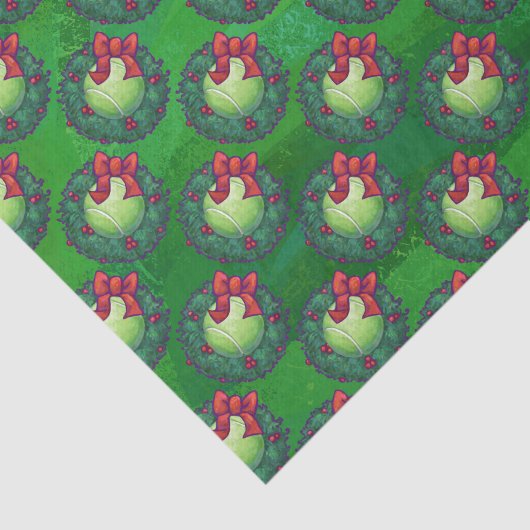 Tennis Ball Kerstmis - Patroon op groen Tissuepapier (Detail)