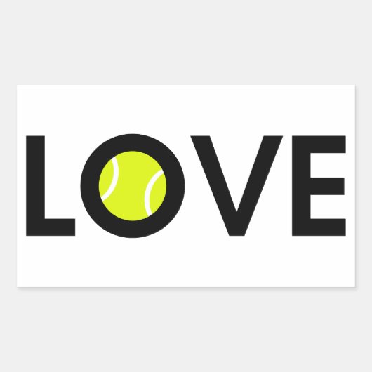 Tennis Ball LOVE Rechthoekige Sticker (Voorkant)