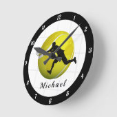 Tennis Ball & Male Player Silhouette Coach Name Ronde Klok (Hoek)