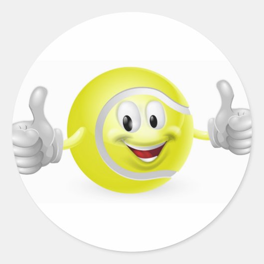 Tennis Ball Mascot Ronde Sticker (Voorkant)