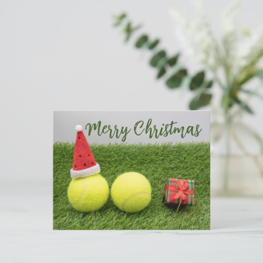 Tennis ball Merry Kerstfeestdag Briefkaart (Staand voorkant)