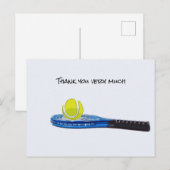 Tennis ball met blauwe racket Hartelijk dank Briefkaart (Voorkant / Achterkant)