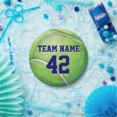 Tennis Ball met de Naam en het Aantal van het Team Papieren Bordje (Feest)