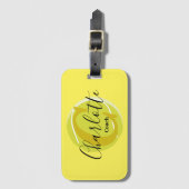 Tennis ball met Gold Monogram Script naam geel Bagagelabel (Voorkant (verticaal))